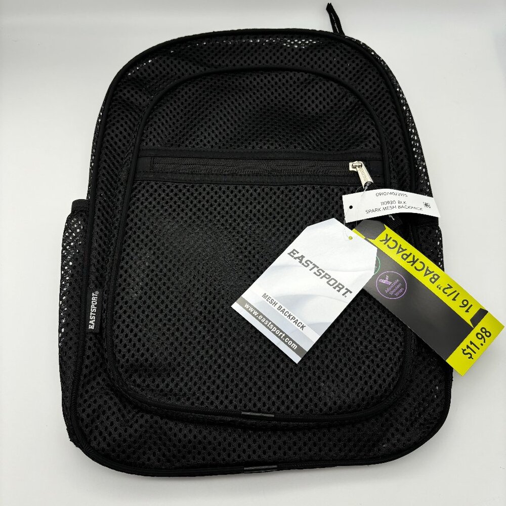 Eastsport Spark Mesh Black Backpack, Stadium Concert Arena Beach School Work NEW